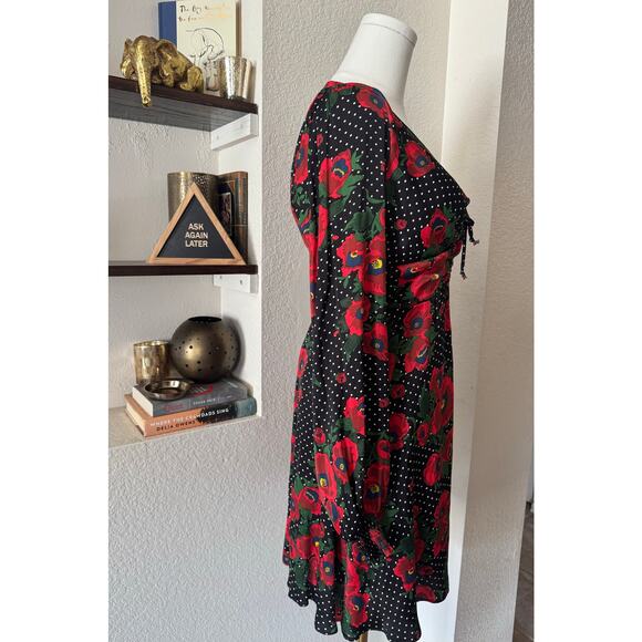 Free People Morning Light Black Print Long Sleeve Mini Dress Size 8 - Picture 5 of 7